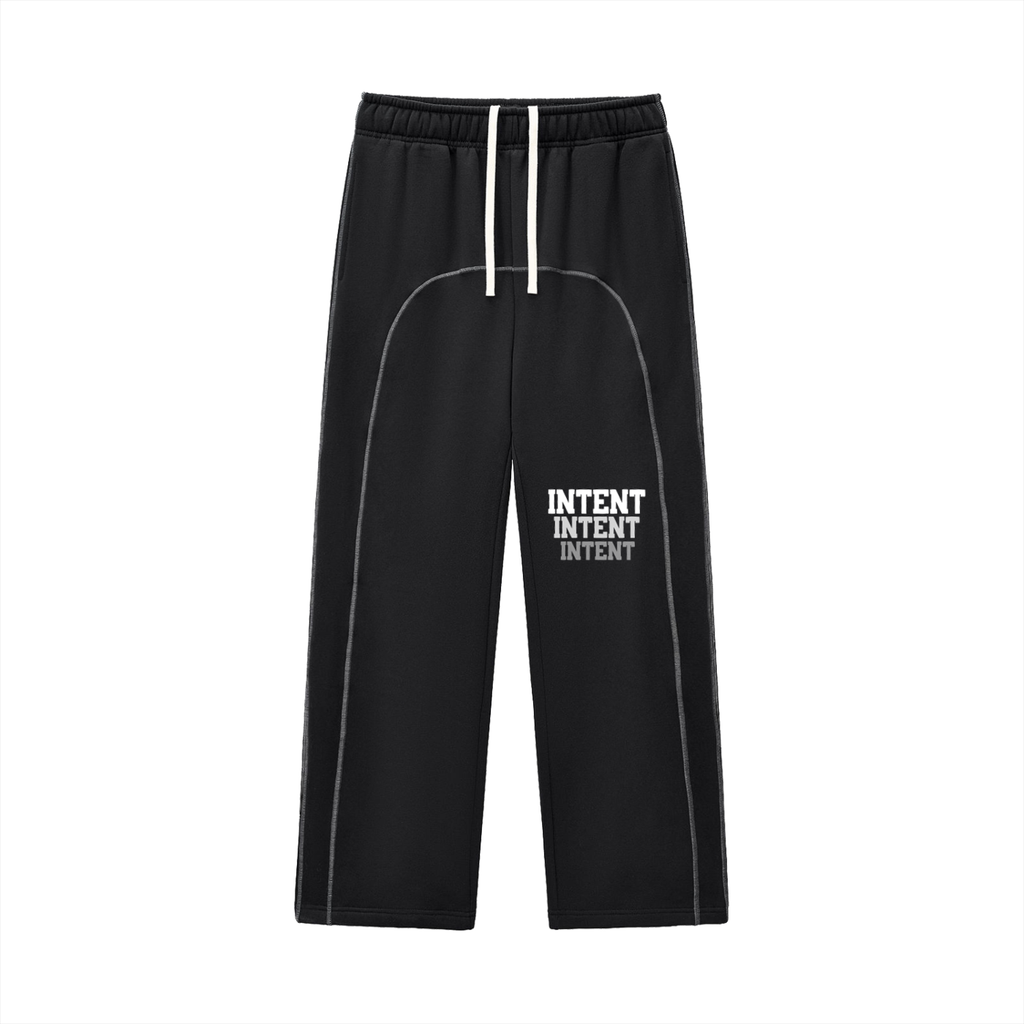 INTENT OVER NOISE Sweat Pants — Contrast-Stitched Fleece Sweatpants
