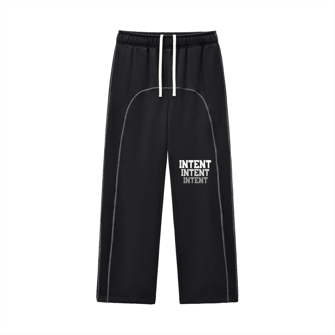 INTENT OVER NOISE Sweat Pants — Contrast-Stitched Fleece Sweatpants