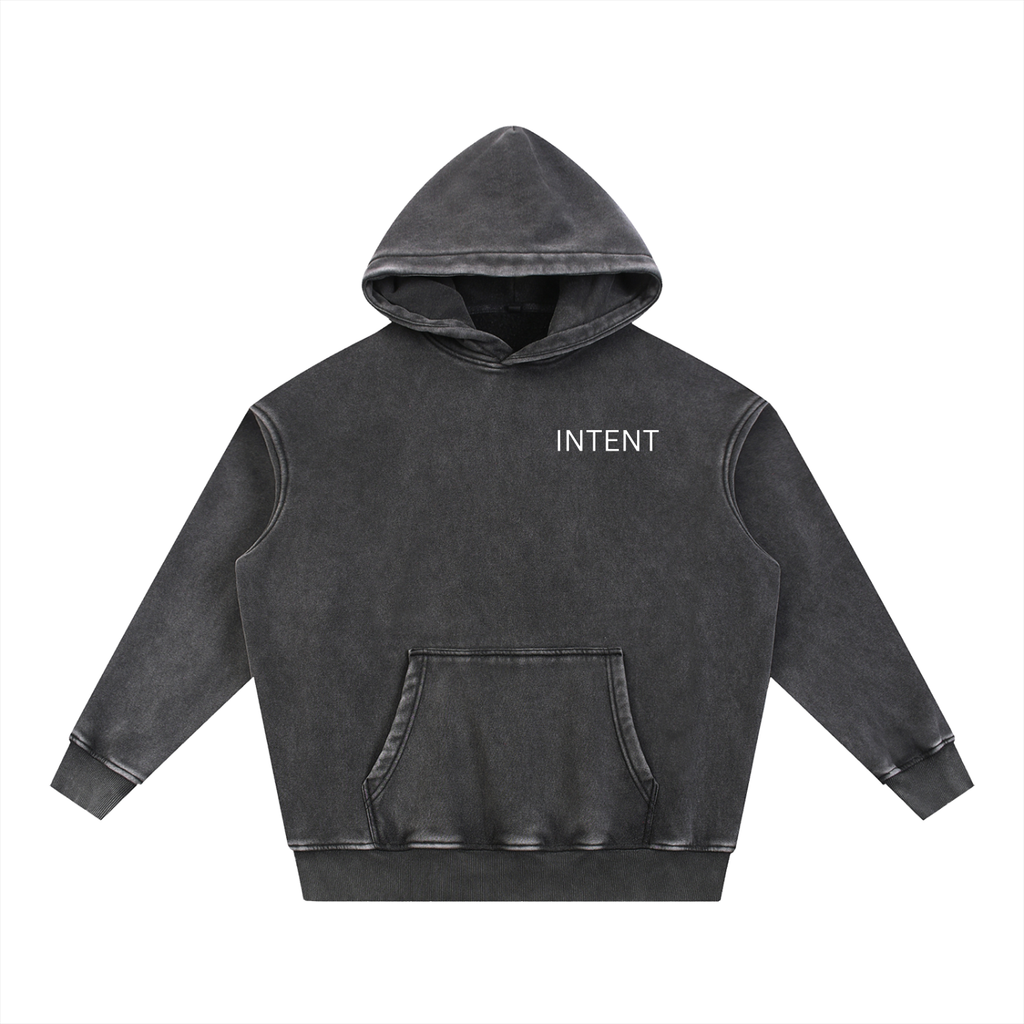 INTENT OVER NOISE Hoodie — Snow Wash Fleece Oversize Hoodie