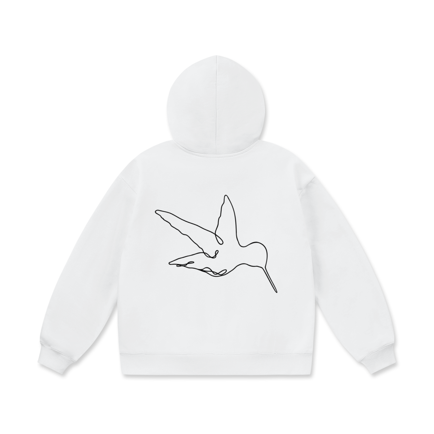 PEACE Hoodie — White Oversize Cotton Boxy Fleece Hoodie